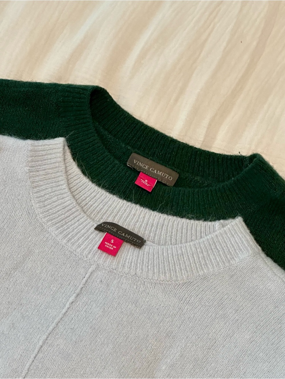 2 Vince Camuto Crewneck Sweaters - Dark Green & Light Blue - Size Small